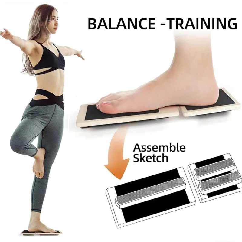Balance Board Fitness - Wooden Single Foot Trainer Balance Board