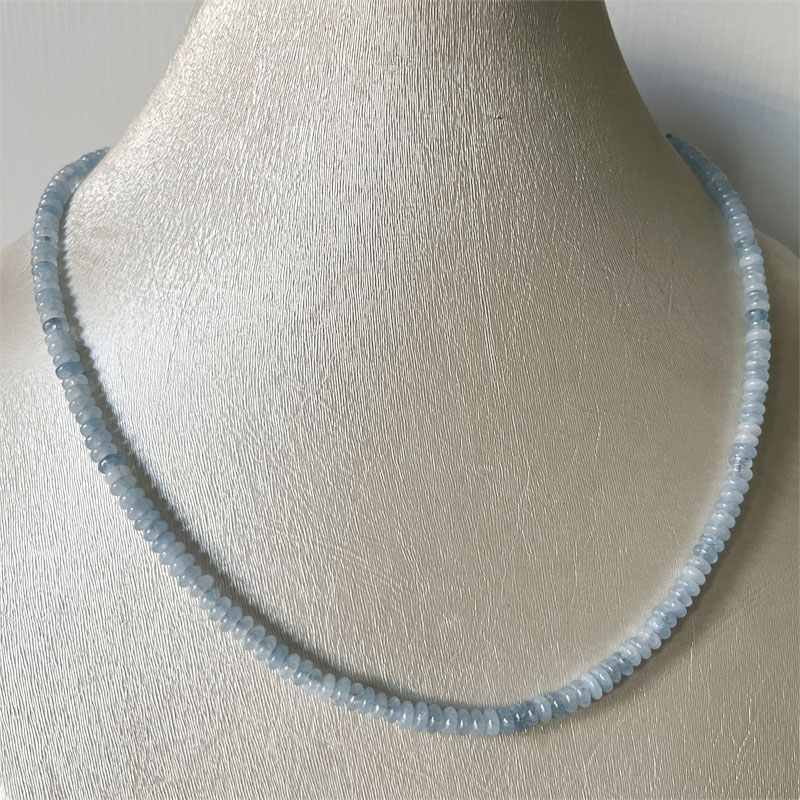 Yoga Health & Fitness Centre - 2*4MM Aquamrine Necklace Natural Stone Beads