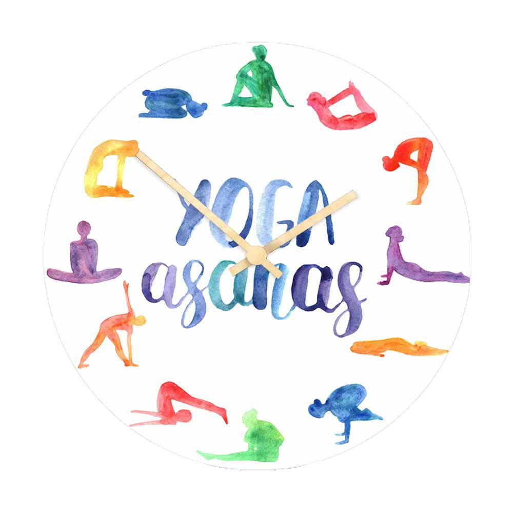 Watercolor Yoga Asanas Wall Cl - Yoga Fitness Watch review and price