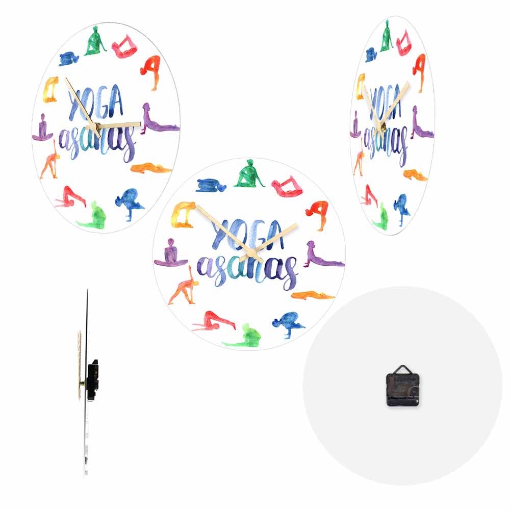 Watercolor Yoga Asanas Wall Cl - Yoga Fitness Watch review and price