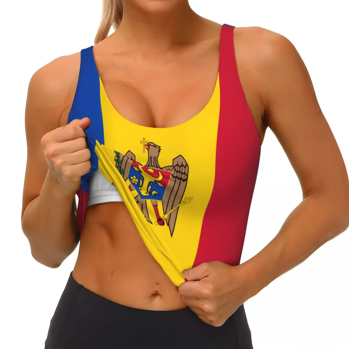 Moldova Flag Basic Tops Women  - Yoga Và Fitness review and price