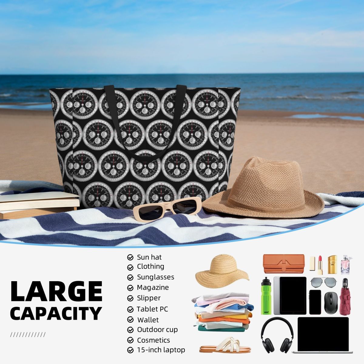 Black Luxury Watch Face Beach  - Yoga Fitness Watch review and price