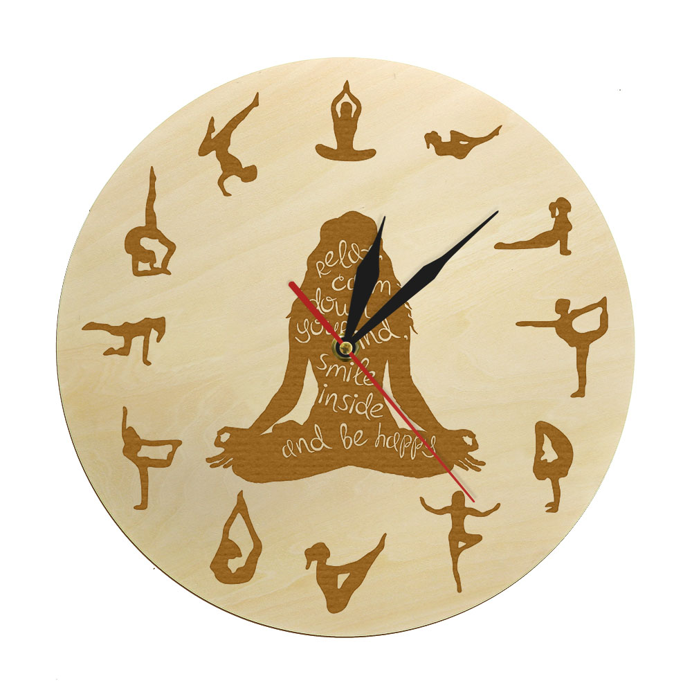 Yoga Pose Wooden Wall Clock Fi - Yoga Fitness Watch review and price