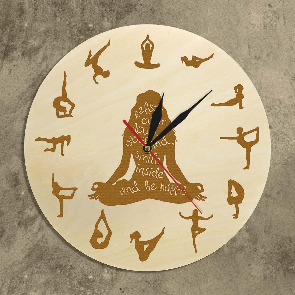 Yoga Pose Wooden Wall Clock Fi - Yoga Fitness Watch review and price