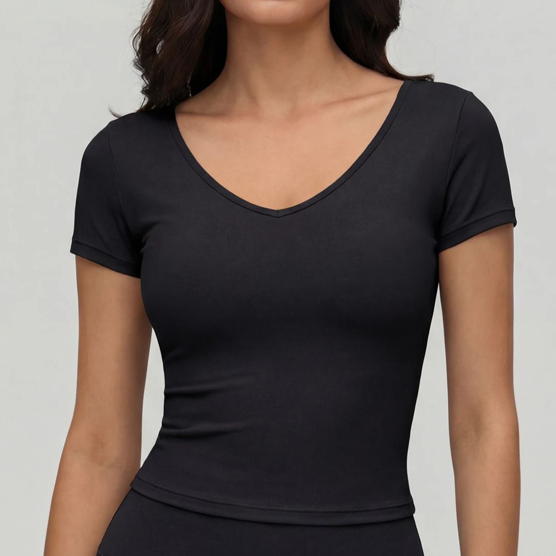 Women's V-neck short-sleeve yo - Yoga Và Fitness review and price