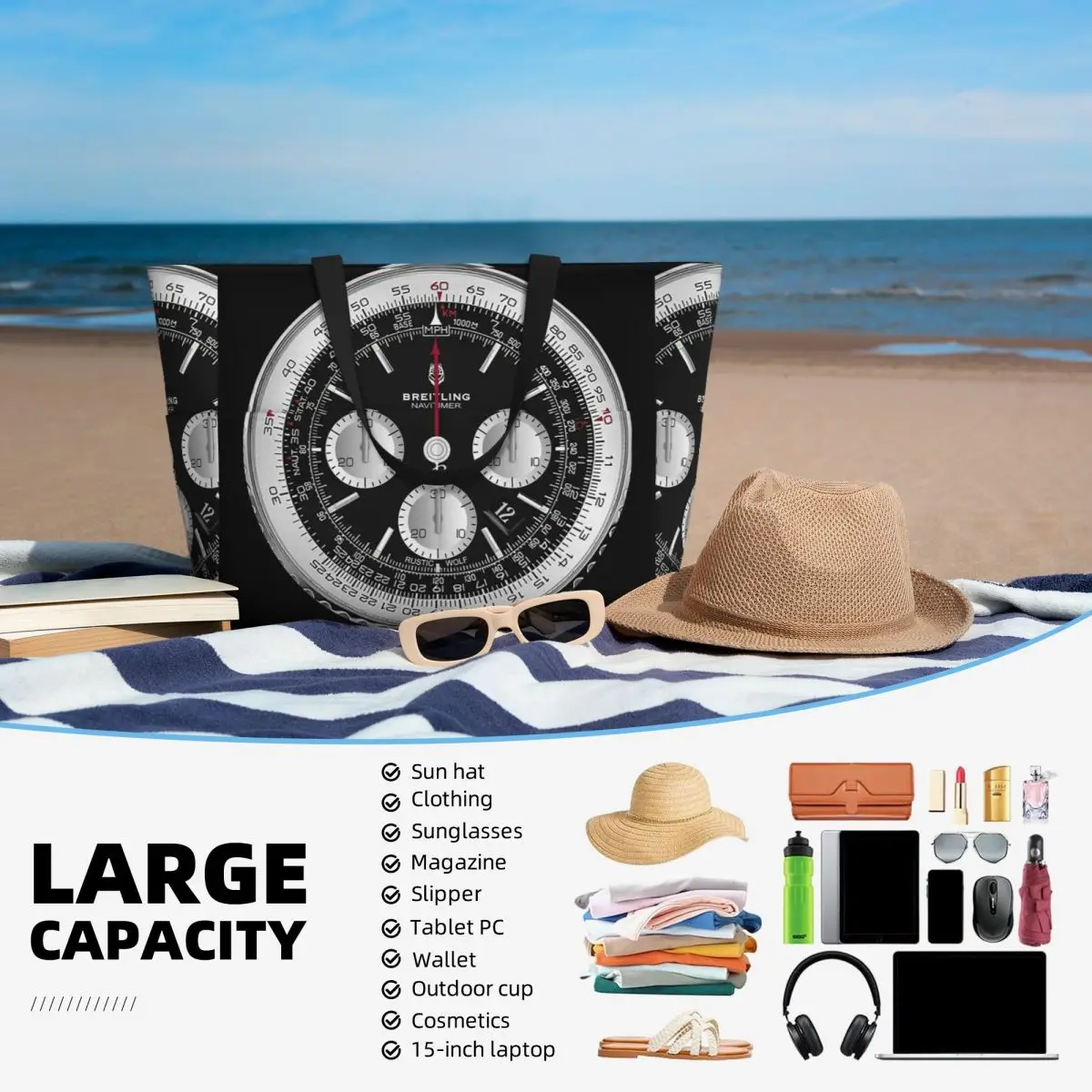 Black Luxury Watch Face Beach  - Yoga Fitness Watch review and price