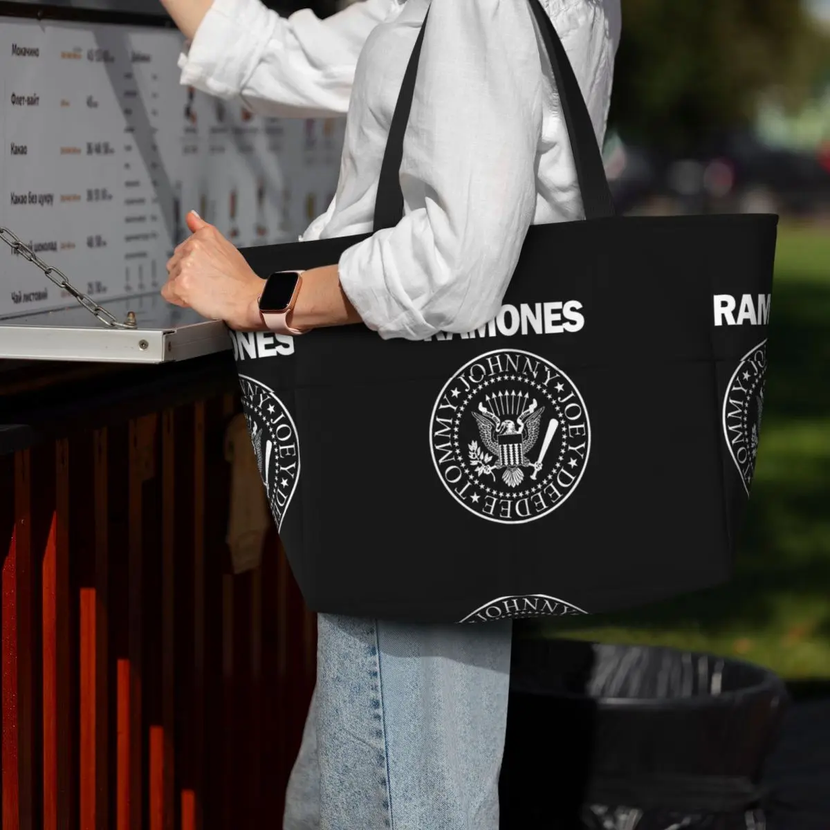 The Ramone Merch Beach Tote Ba - Yoga Fitness Merch review and price