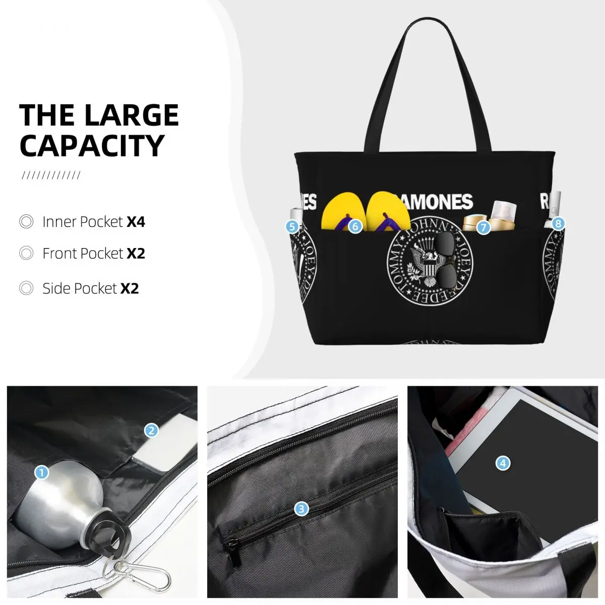The Ramone Merch Beach Tote Ba - Yoga Fitness Merch review and price